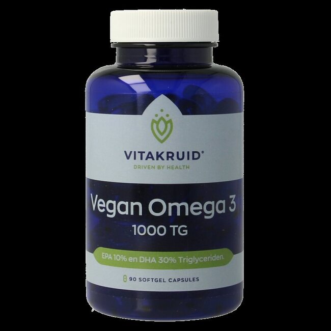 Vegan omega 3 1000 triglyceriden 300 DHA 100 EPA 90 Softgels