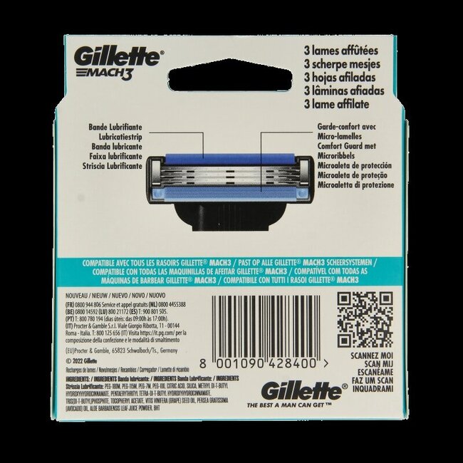 Lames de rasoir Gillette Mach3 Regular, 8 pièces