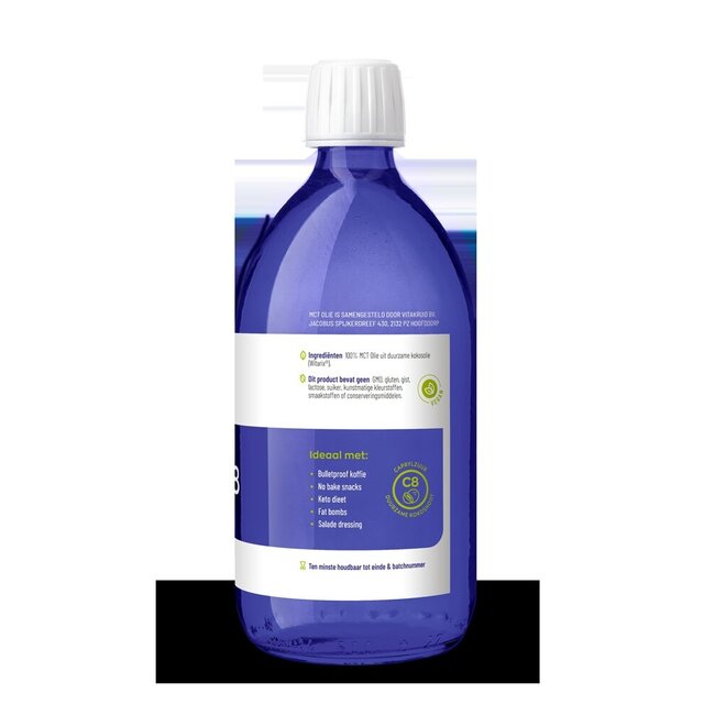 MCT Olie C8 100% zuivere & duurzame kokosolie 500 Milliliter