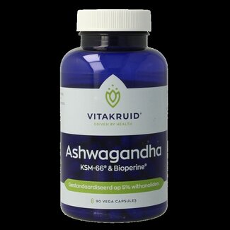 Vitakruid Ashwagandha 5% withanoliden KSM-66 & Bioperine 90 Vegetarische capsules