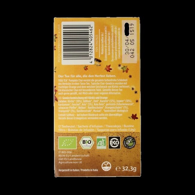Pumpkin chai bio 17 sachets