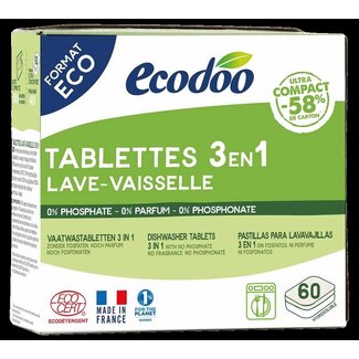 Ecodoo Tablettes lave-vaisselle 3-en-1 concentrées XL bio 60 pièces