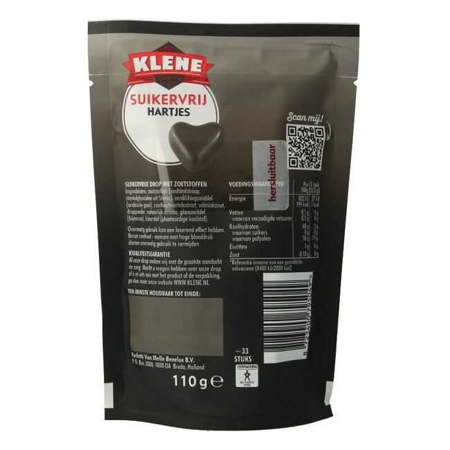 Cœurs de réglisse sans sucre 110 g