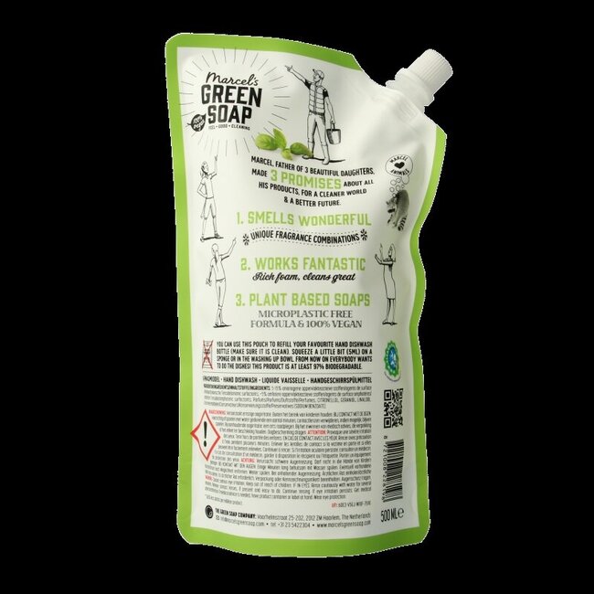 Recharge liquide vaisselle basilic et vétiver 500 ml