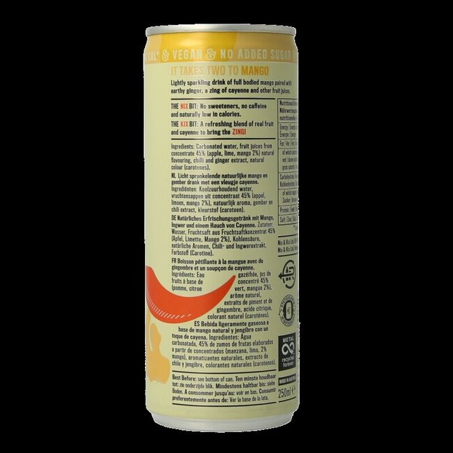 Mango ginger blikje 250 Milliliter