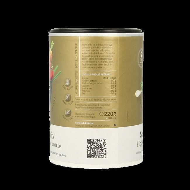 Bouillon de poulet sans gluten 220 Grammes