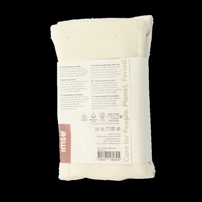 Serviettes hygiéniques lavables nuit naturel - Lot de 3