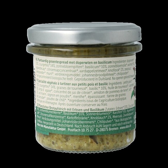 Farm vegetables doperwten & basilicum bio 135 Gram