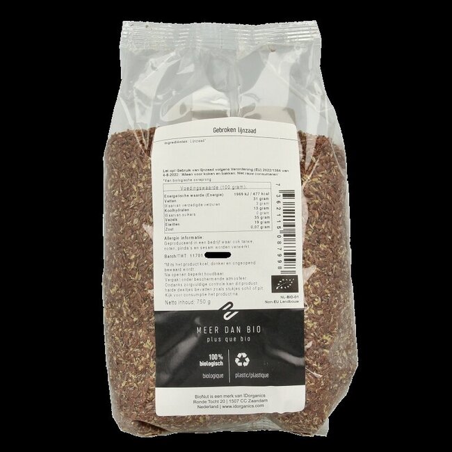 Lijnzaad gebroken bio 750 Gram