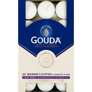Gouda Bougies chauffe-plat 6 heures blanc 45 pièces
