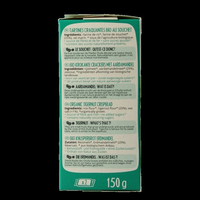 Krokante bio crackers met aardamandel bio 150 Gram