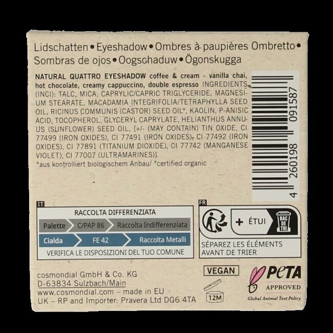 Natural eyeshadow quantro coffee 1 Stuks