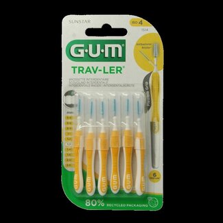GUM GUM Trav-ler Brossettes Interdentaires 1,3 mm (Jaune) - 6 Pièces