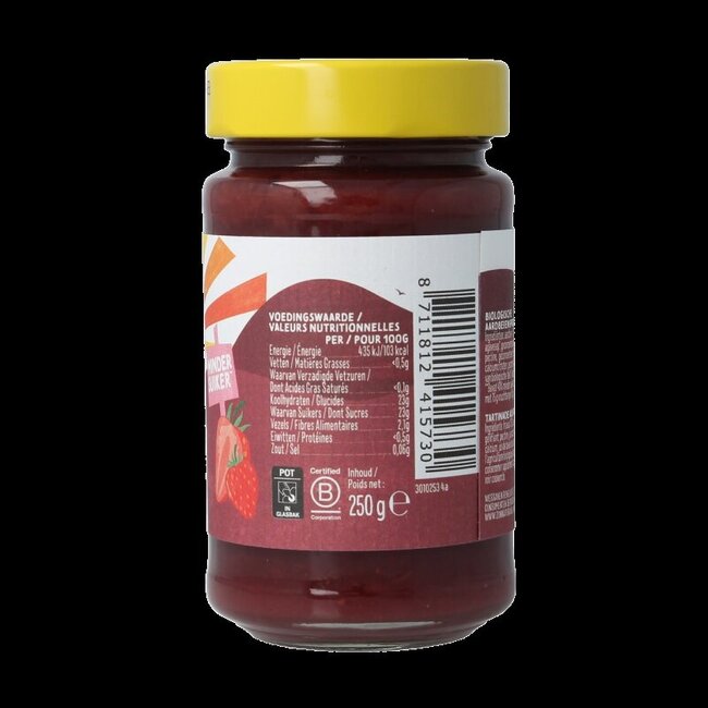 Fruitspread aardbei 75% bio 250 Gram