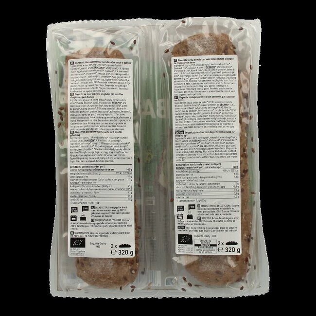 Baguette aux graines sans gluten bio 2 pièces
