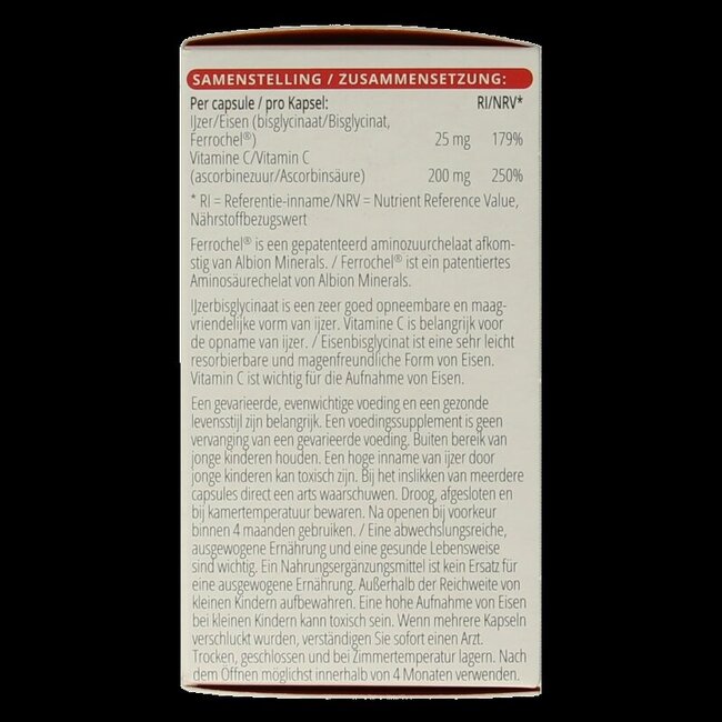 IJzer 25mg met vitamine C 100 Capsules