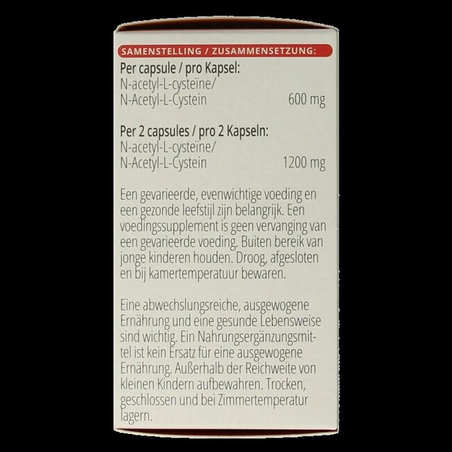 N-Acétyl-L-cystéine 600 mg 60 gélules végétariennes