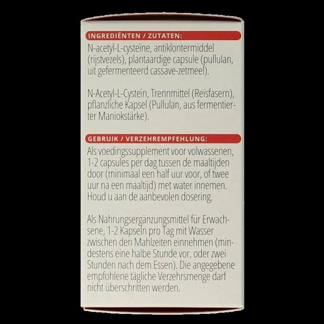 N-Acetyl-L-cysteine 600 mg 60 Vegetarische capsules