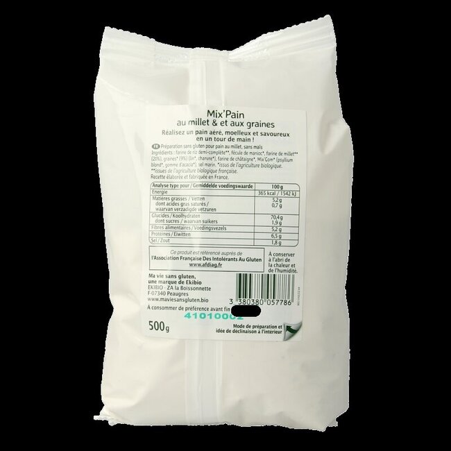 Broodmeel met gierst en zaden glutenvrij bio 500 Gram