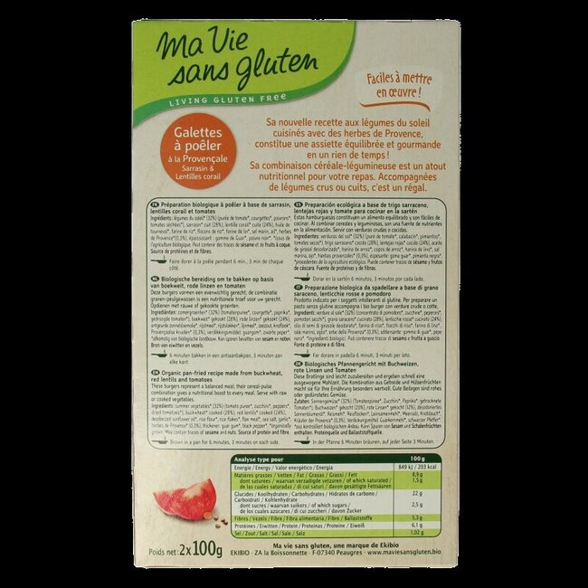 Provencaalse burgers 2 x 100g glutenvrij vegan bio 2 Stuks