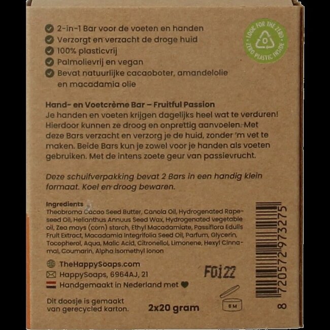 Hand & voetcreme bar fruitful passion 40 Gram