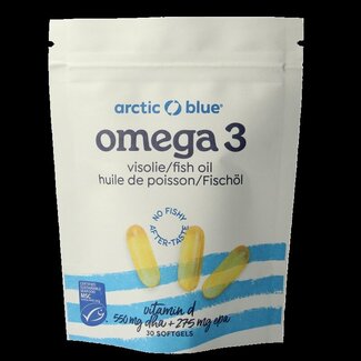 Arctic Blue Huile de poisson Pure Alaska MSC avec vitamine D 30 gélules