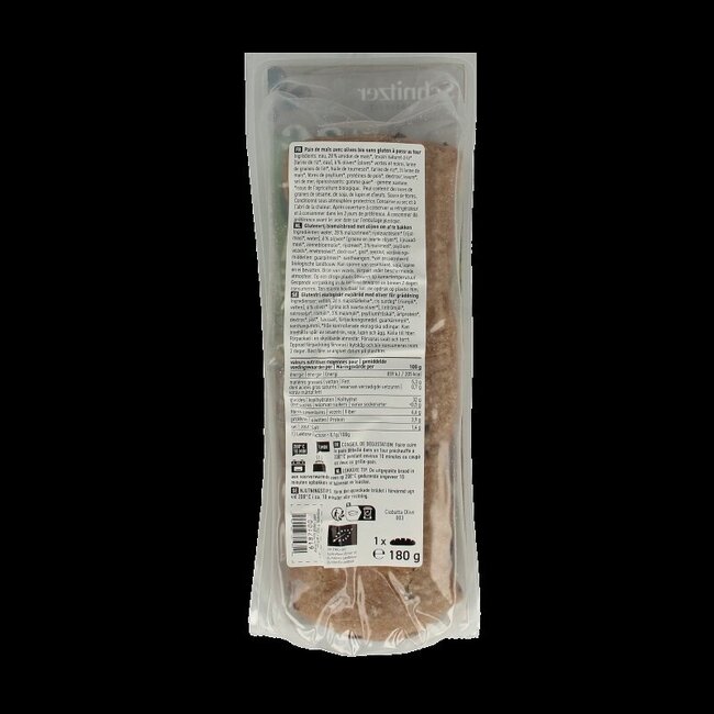 Ciabatta met olijven glutenvrij bio 180 Gram