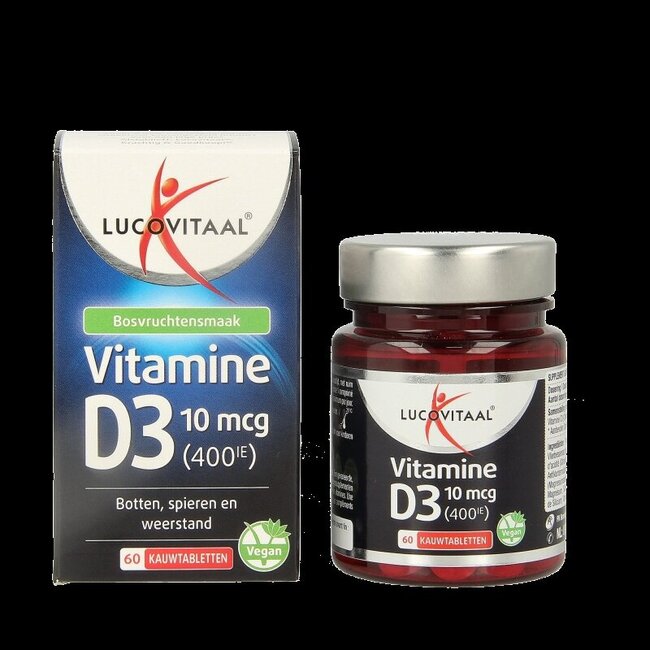 Vitamine D3 10mcg (400IE) vegan 60 Kauwtabletten
