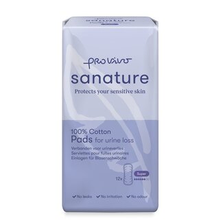 Sanature Sanature Pro Vivo Super, serviettes d'incontinence en coton, 12 unités