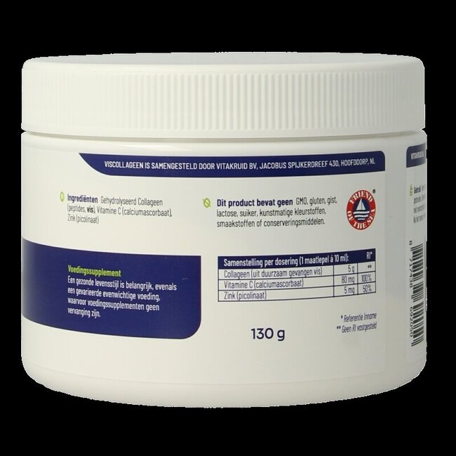 Collagène de poisson 99 % pur, vitamine C et zinc 130 g