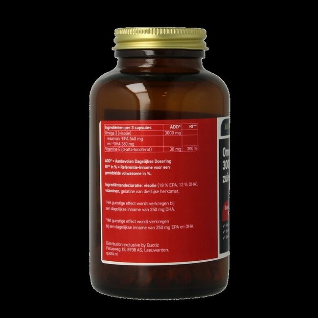 Omega 3 3000mg zuivere visolie 100 Capsules