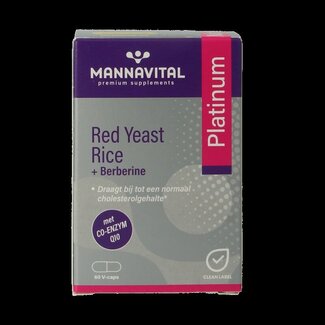 Mannavital Rode rijst + berberine platinum 60 Vegetarische capsules