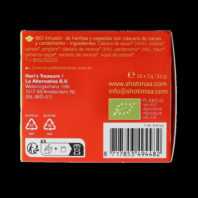 Shoti Maa Love for Life Cacao, Cardamome & Orange Bio - 16 sachets