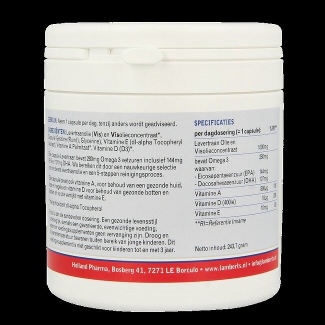 Levertraanolie 1000mg 180 Capsules