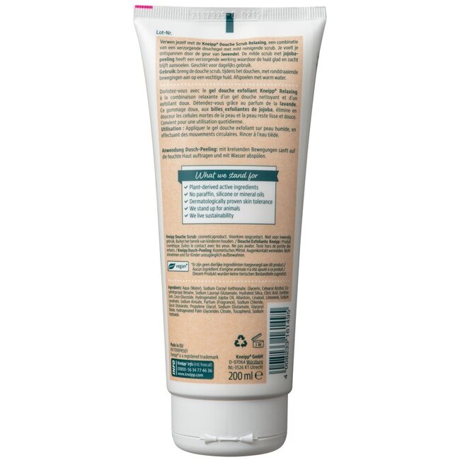 Relaxing douche scrub lavendel en jojoba peeling 200 Milliliter
