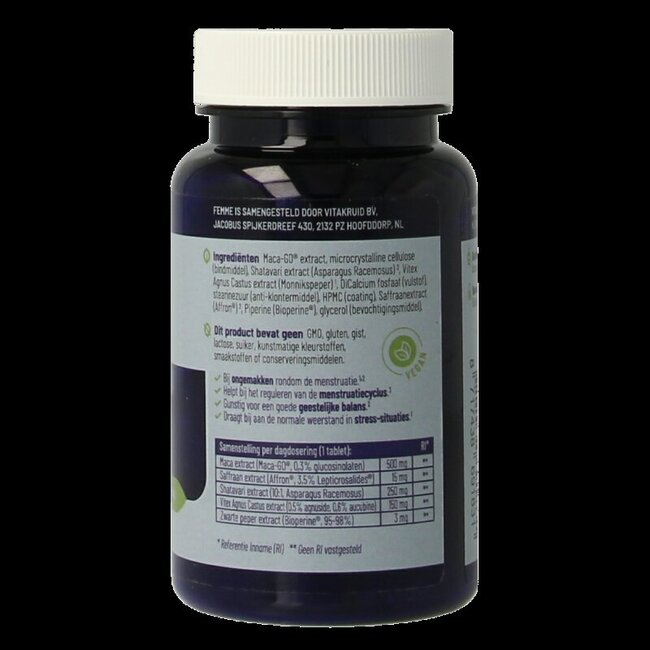 Femme Hormoonsupport oa Maca & Saffraan 60 Tabletten