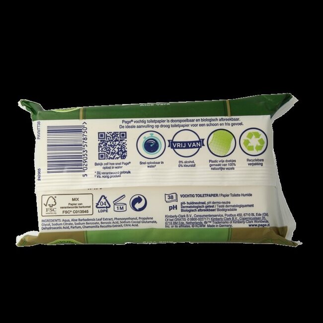 Papier toilette humide aloe vera recharge 38 pièces