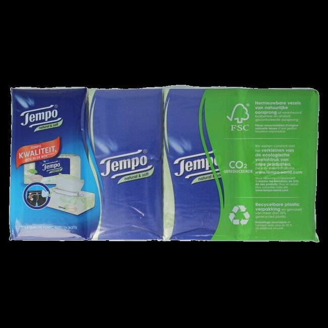 Natural & soft zakdoekjes 8 x 9 stuks 8 Stuks