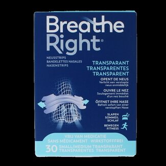 Breathe Right Bandelettes nasales transparentes 30 pièces