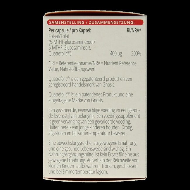 Folaat 5-MTHF 400 mcg 100 Capsules