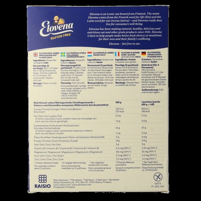 Havervlokken glutenvrij 500 Gram