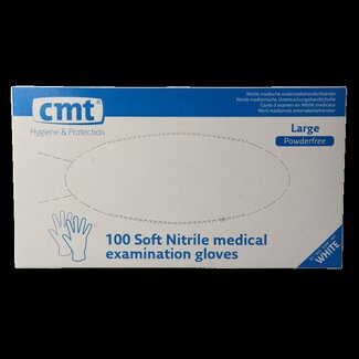 CMT Onderzoekshandschoen nitriel wit poedervrij maat L 100 Stuks
