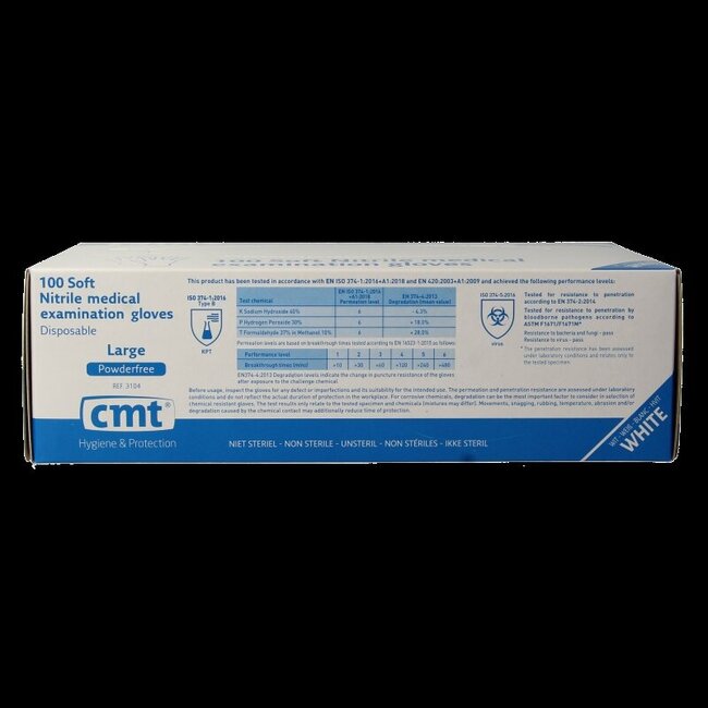 Gants d'examen en nitrile blanc sans poudre taille L 100 pièces