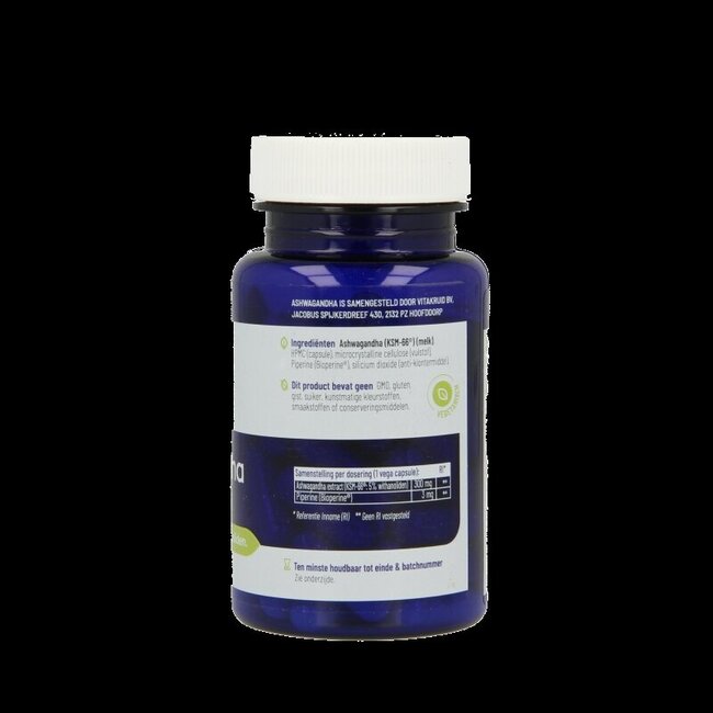 Ashwagandha 5% withanoliden KSM-66 & Bioperine 60 Vegetarische capsules