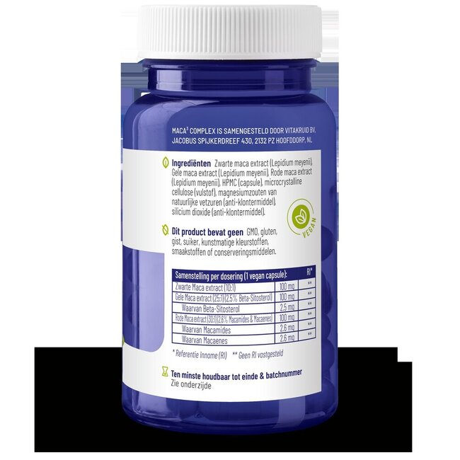 Maca complex zwart/geel/rood 90 Vegetarische capsules
