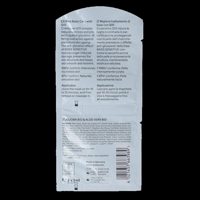 Masque Basis sensitive Q10 2x5 ml 10 millilitres