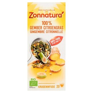 Zonnatura Thé bio Gingembre Citronnelle 20 Sachets