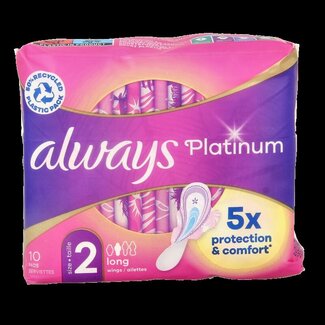 Always Serviettes hygiéniques Platinum Long avec ailettes taille 2 10 pièces
