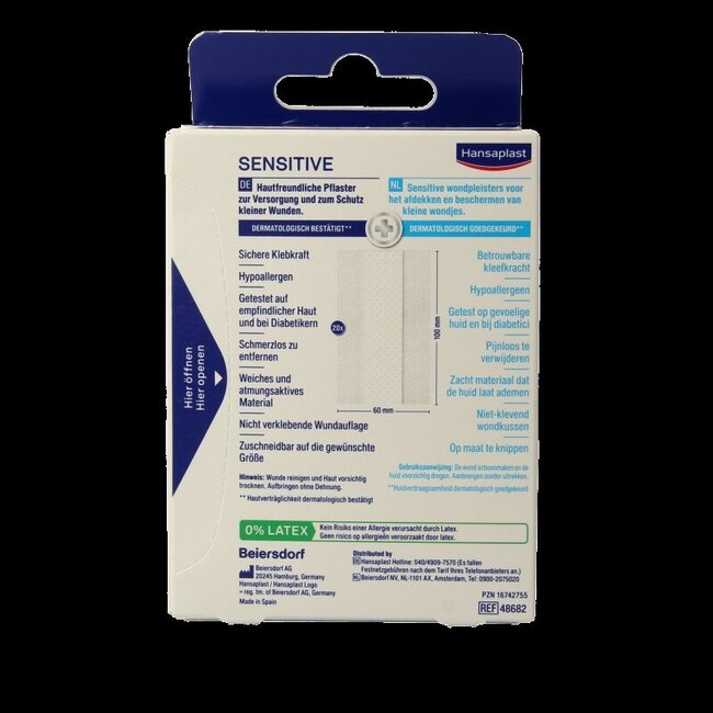 Hansaplast Sensitive 2m x 6cm 1 Pièce