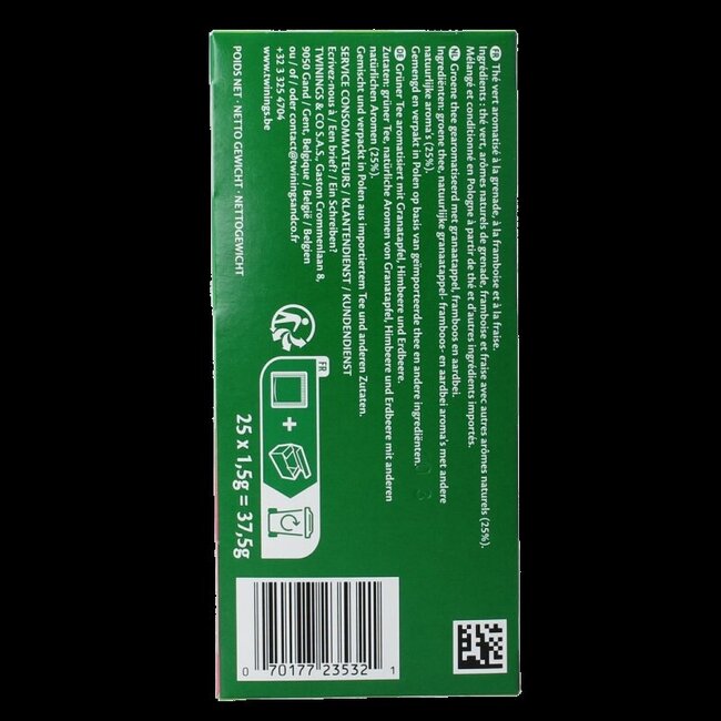 The vert pomogranate raspberry strawberry 25 Zakjes